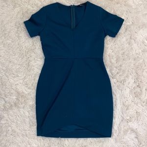 Dark turquoise/ aqua dress. Elegant, above the knee dress